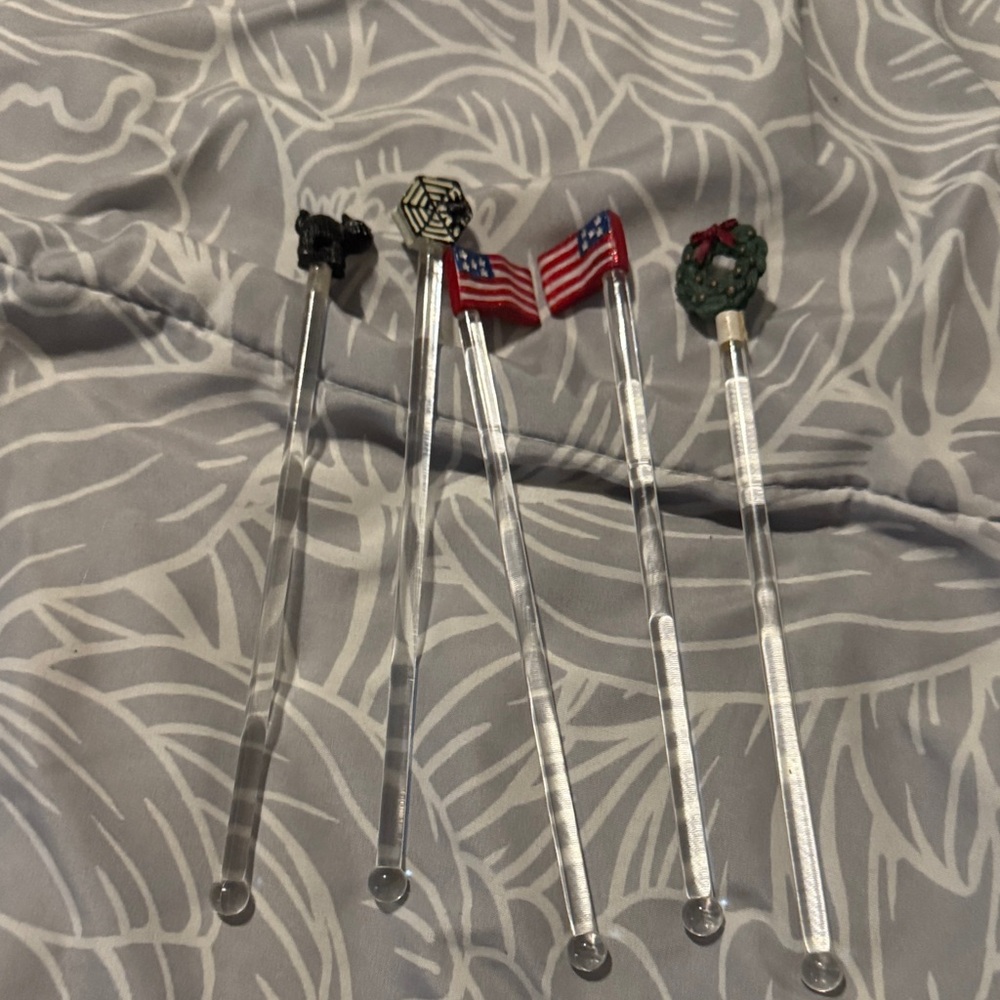 Set of Decorative Stir Sticks with Holiday Themes
